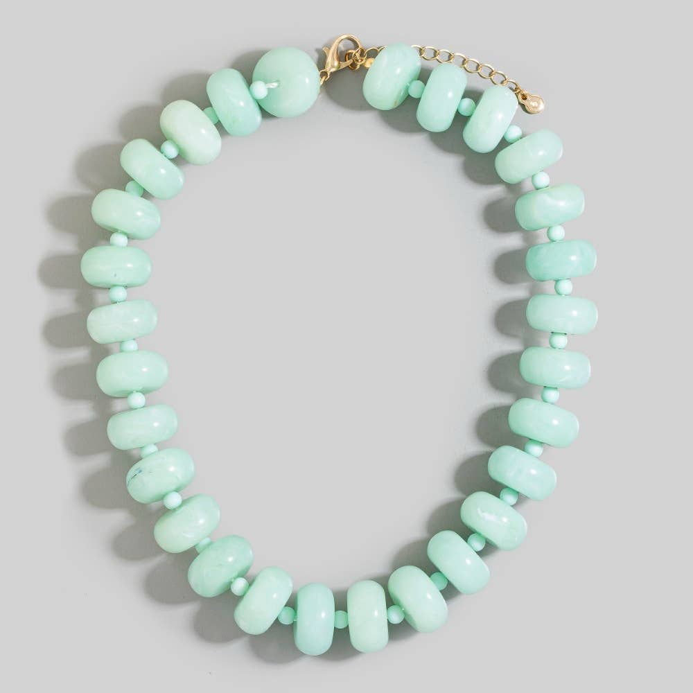 Bulky Acrylic Bead Link Necklace - Box Turtle