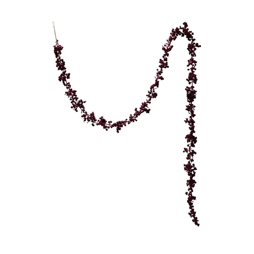 Burgundy Flocked Foam Ball Garland - Box Turtle