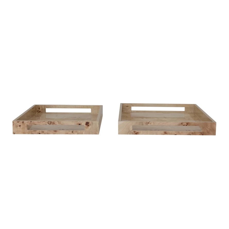 Burl Wood Veneer Trays - Box Turtle
