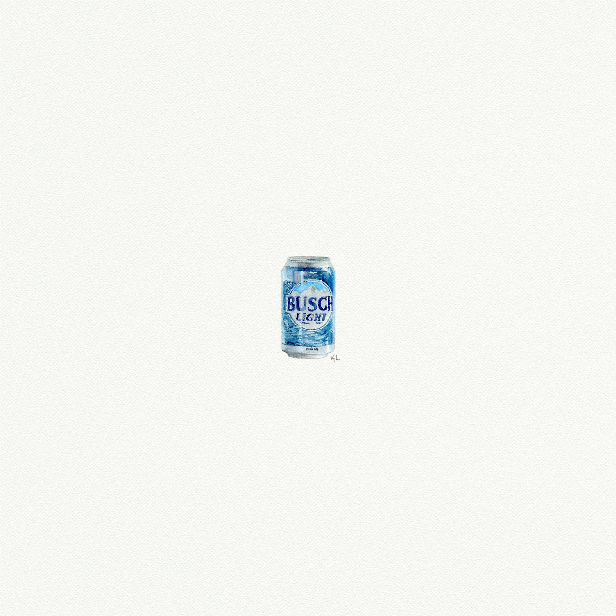 Busch Light Beer Can Miniature Watercolor Print - Box Turtle