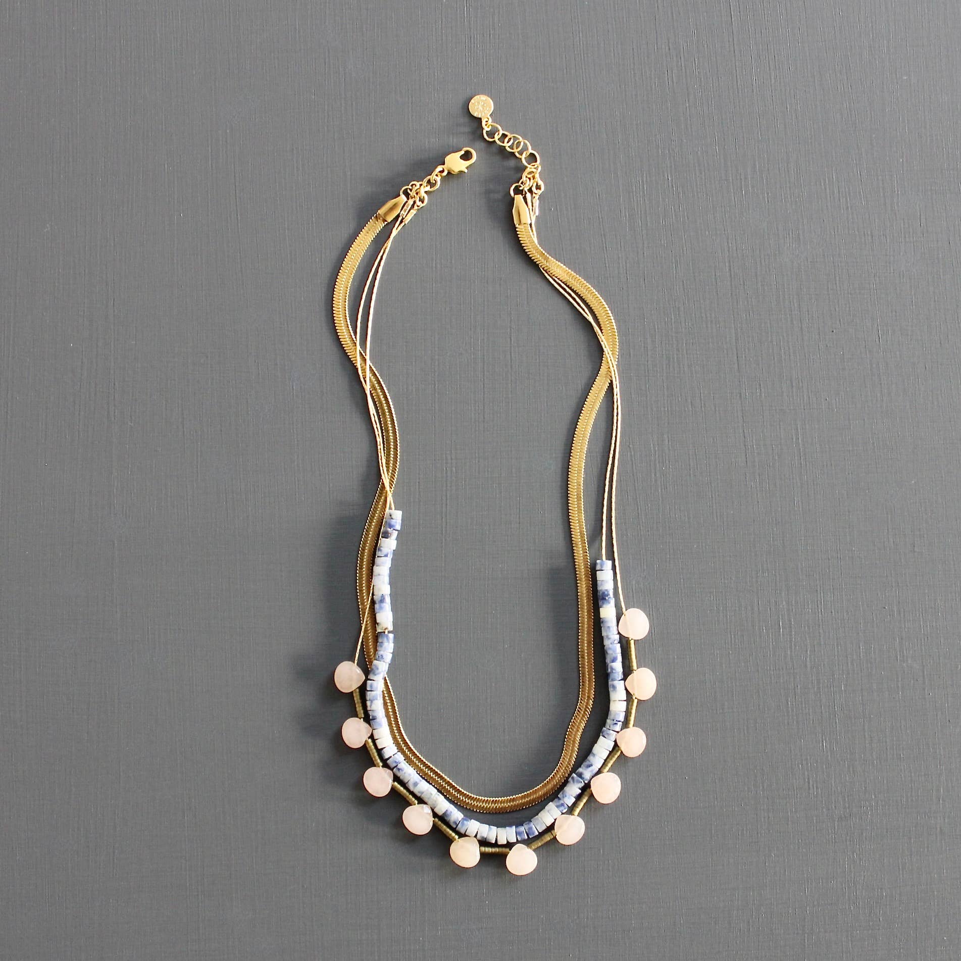 Herringbone & Peach Necklace