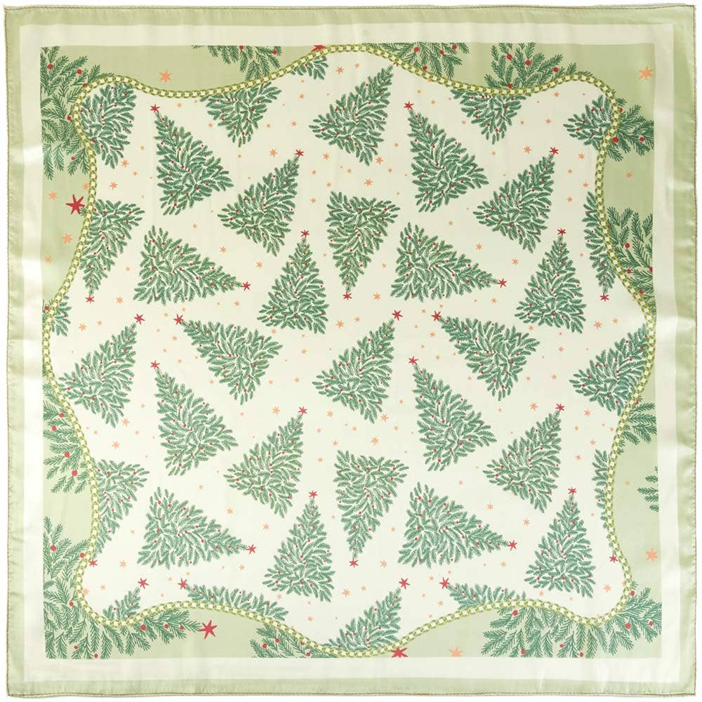 Green Vintage Christmas Tree Square Bandana Scarf