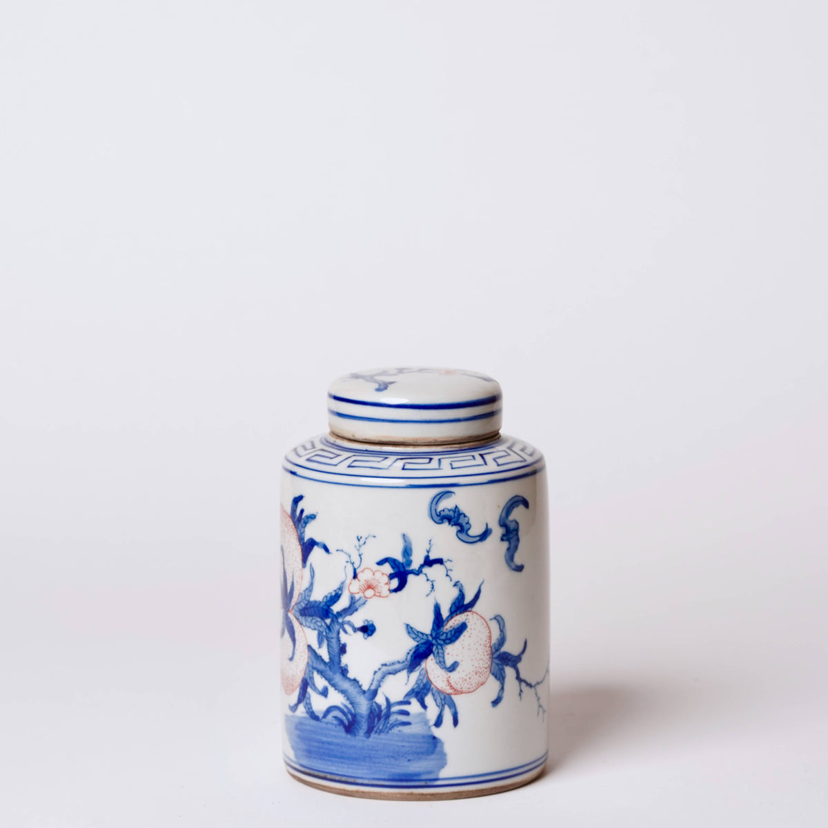 Red and Blue Porcelain Immortal Peach Cylinder Caddy