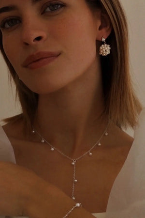 Gold Elle Pearl Drop Lariat Necklace
