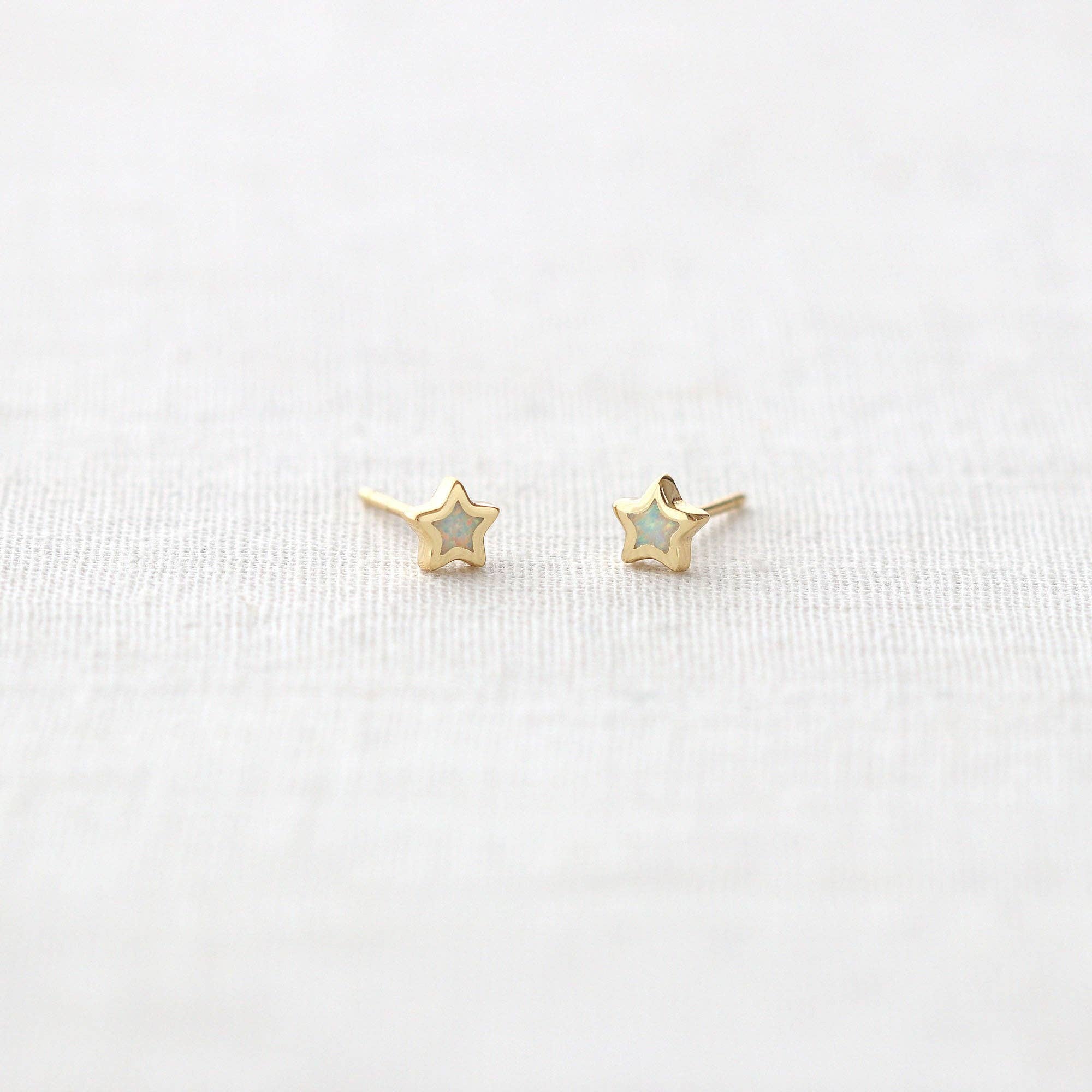 Opal Star Stud Earrings