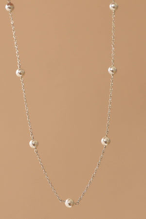 Silver Pearl Station Necklace