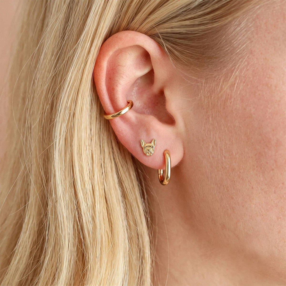 Gold French Bulldog Studs