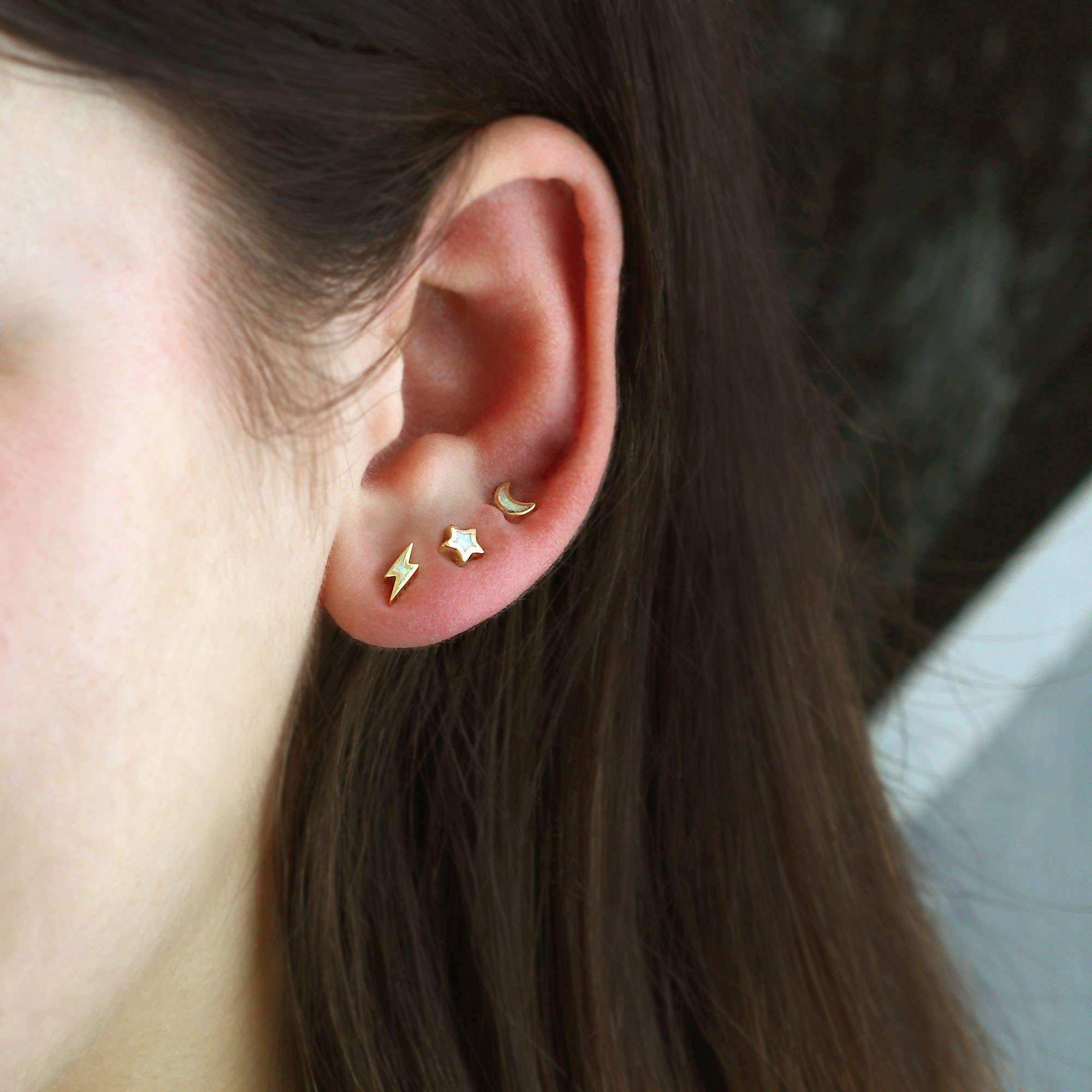 Opal Lightning Bolt Studs
