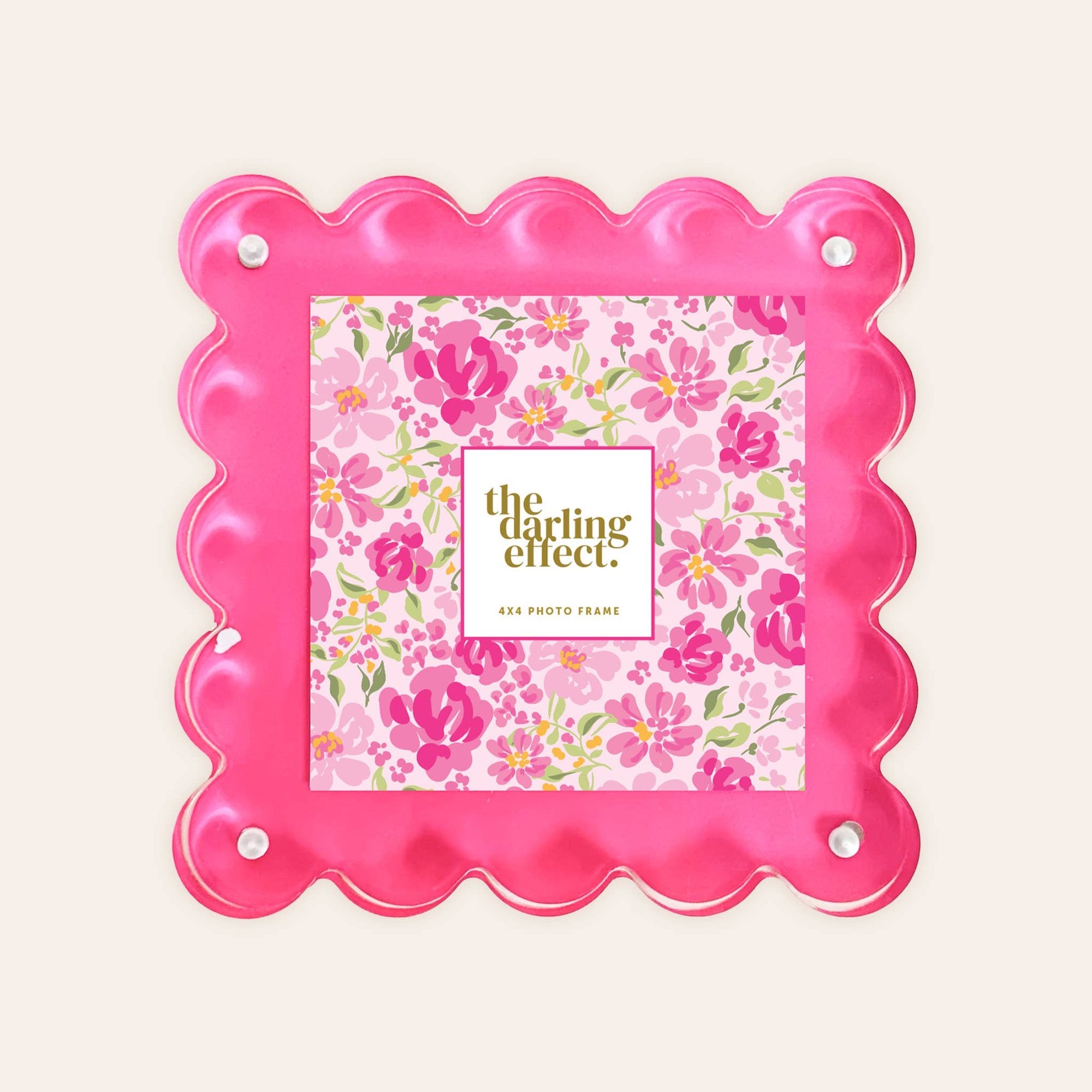 Hot Pink Square Scalloped Acrylic Frame
