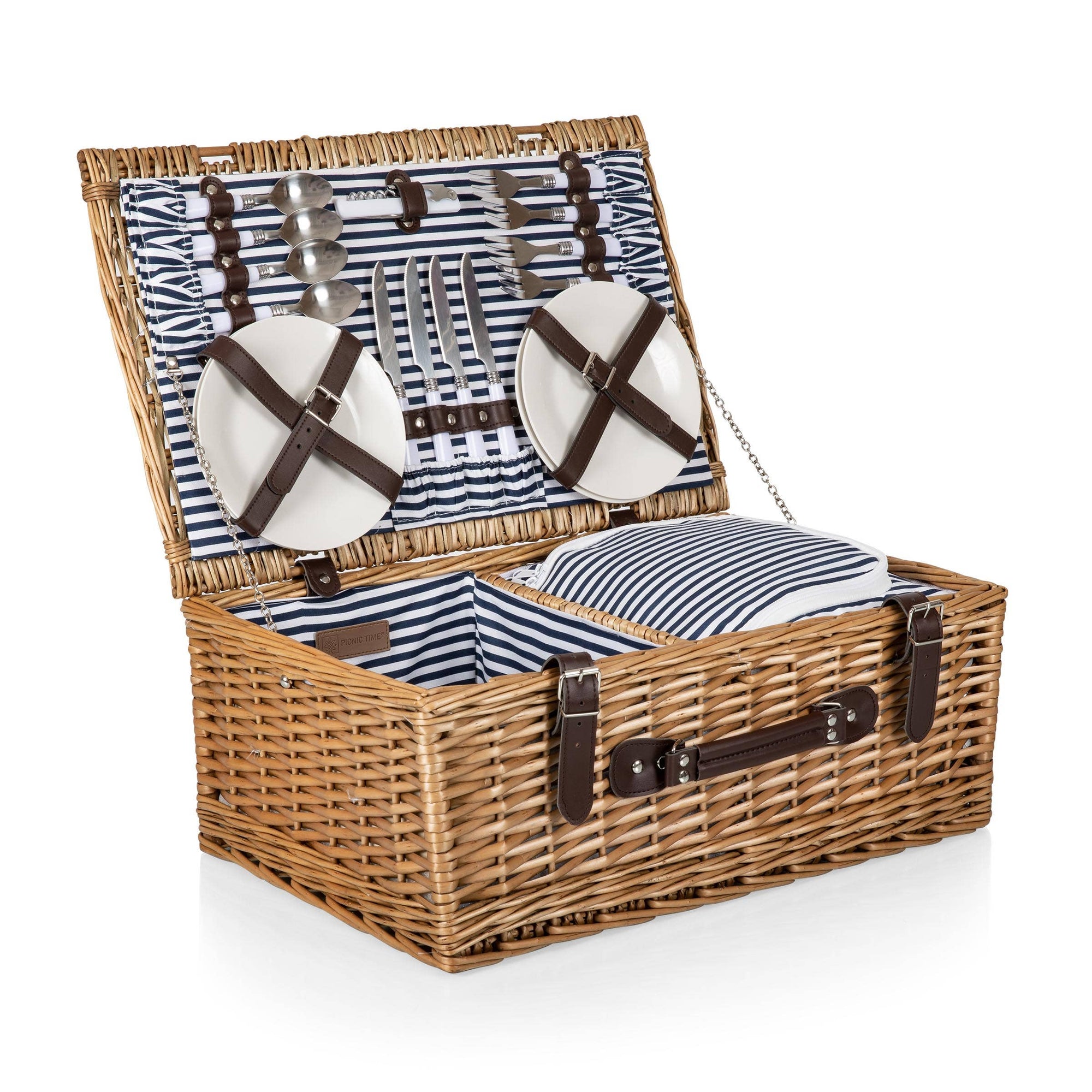 Navy/White Stripe Belmont Picnic Basket