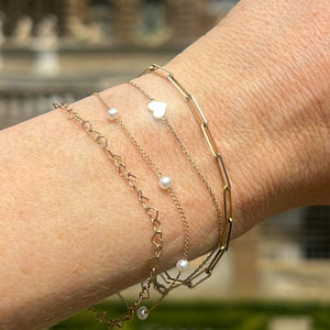 14kt Gold Minimalist Pearl Bracelet