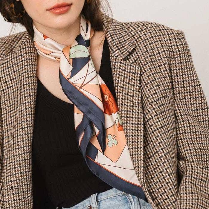 Camellia Silk Bandana Scarf - Box Turtle