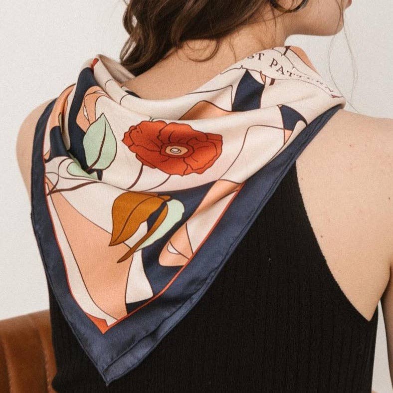 Camellia Silk Bandana Scarf - Box Turtle