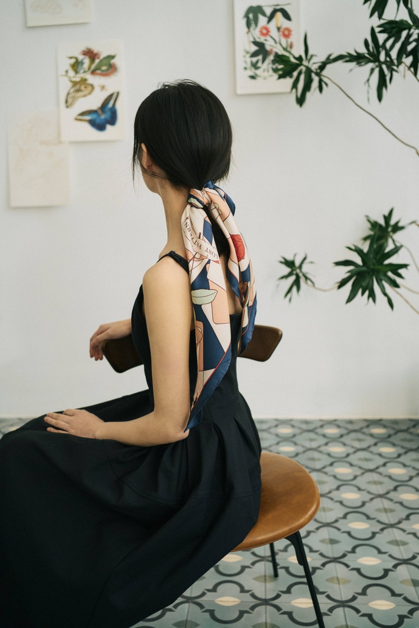 Camellia Silk Bandana Scarf - Box Turtle