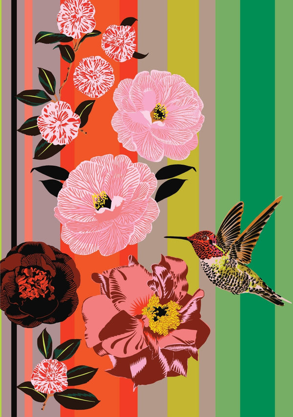 Camellia Stripe Birthday Card - Box Turtle