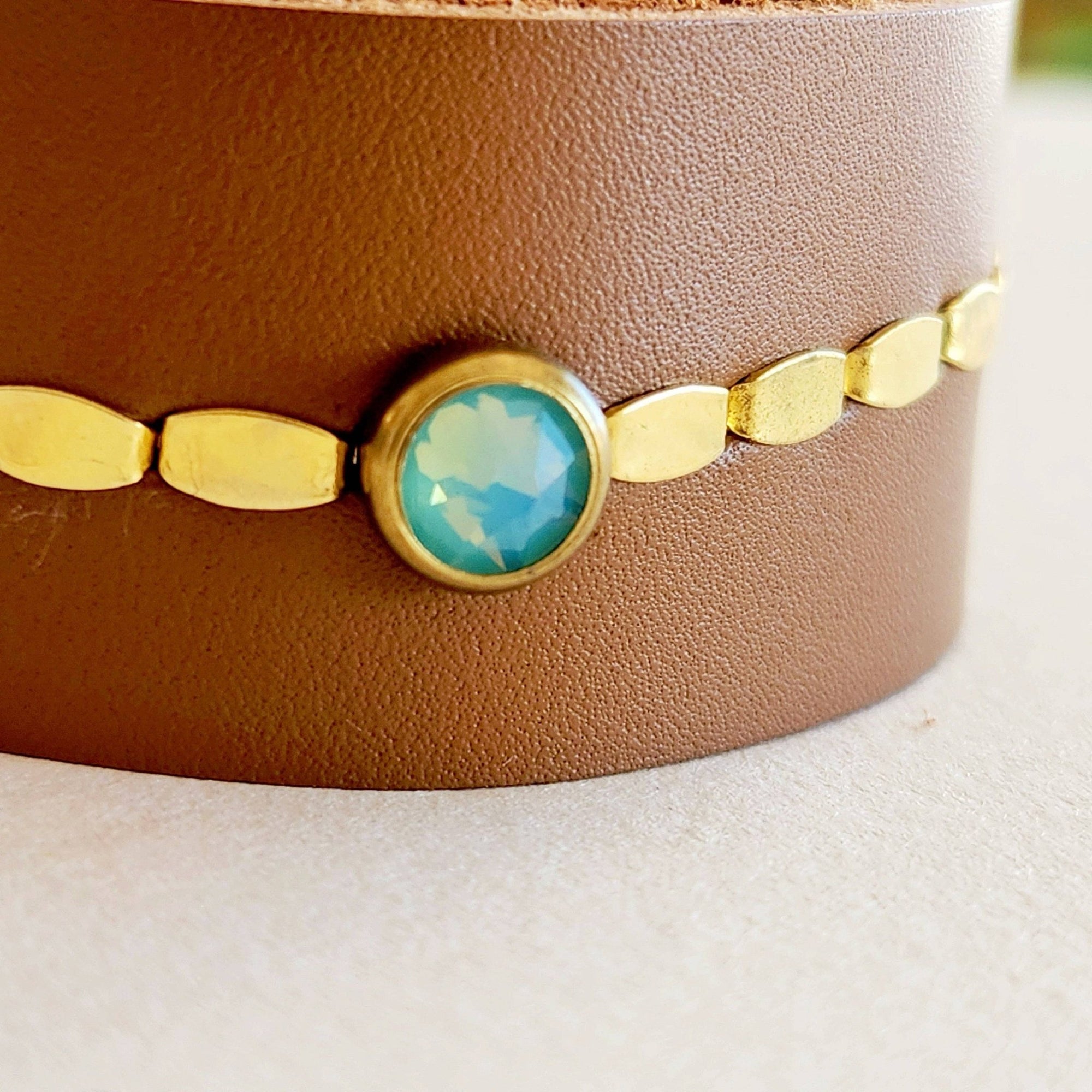 Capri Leather Cuff Bracelet - Box Turtle