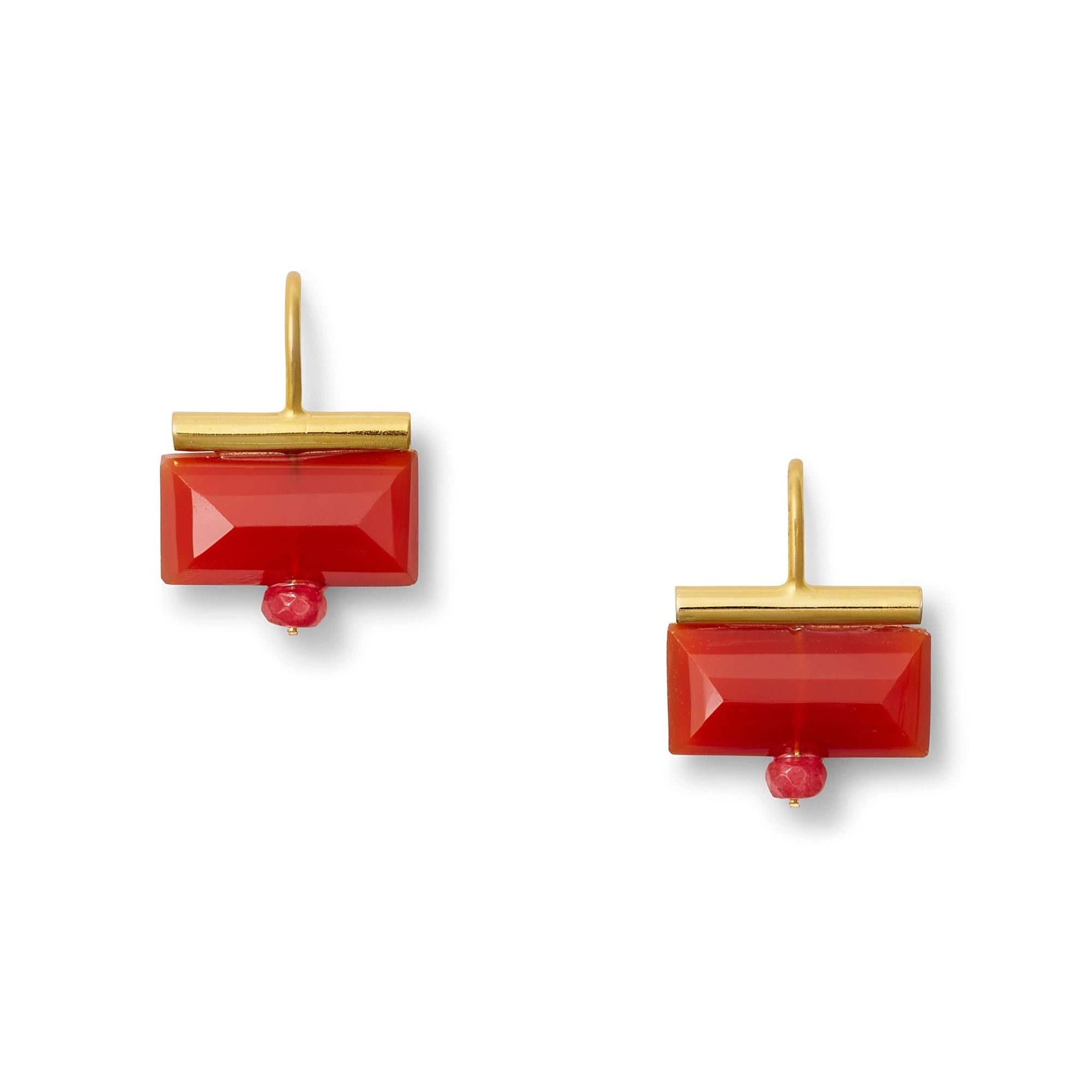Carnelian Tile Earring - Box Turtle