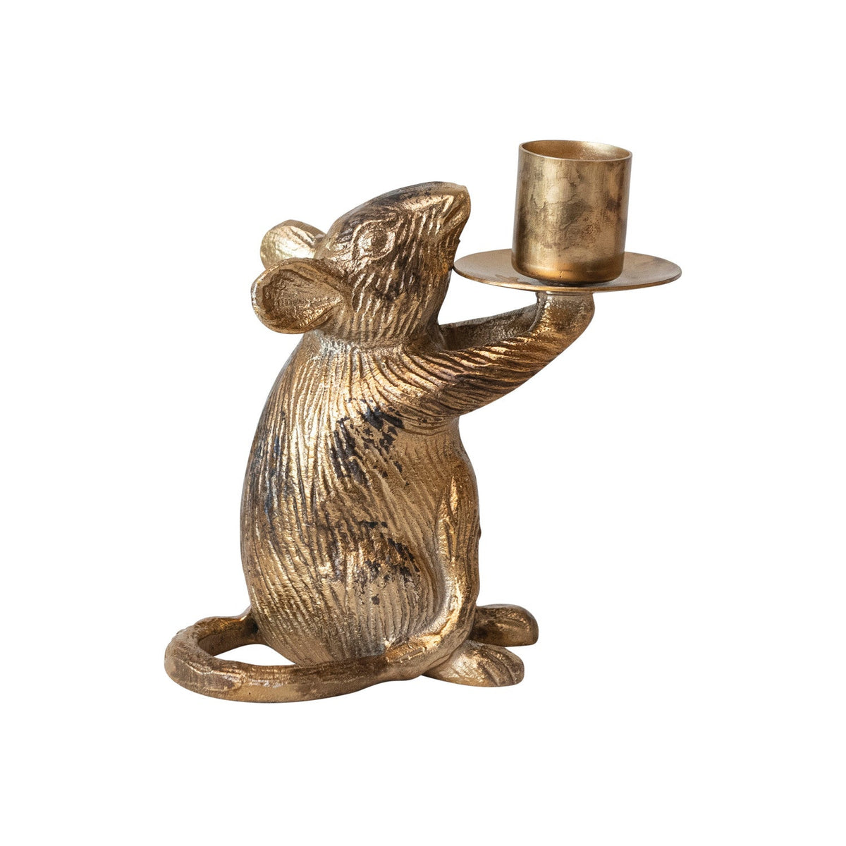 Cast Aluminum Mouse Taper Holder - Box Turtle