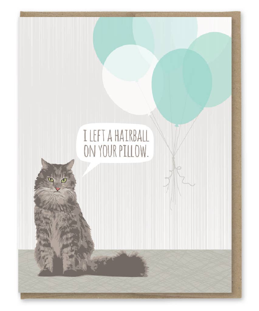 Cat Hairball Birthday Card - Box Turtle
