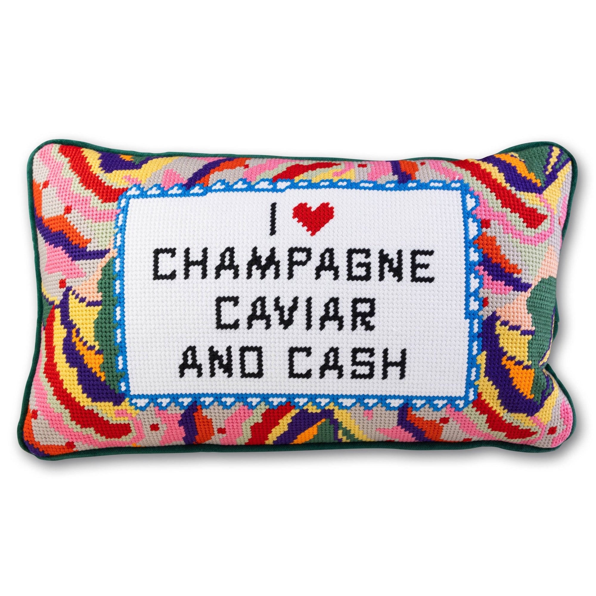 Caviar and Cash Needlepoint Pillow - Box Turtle