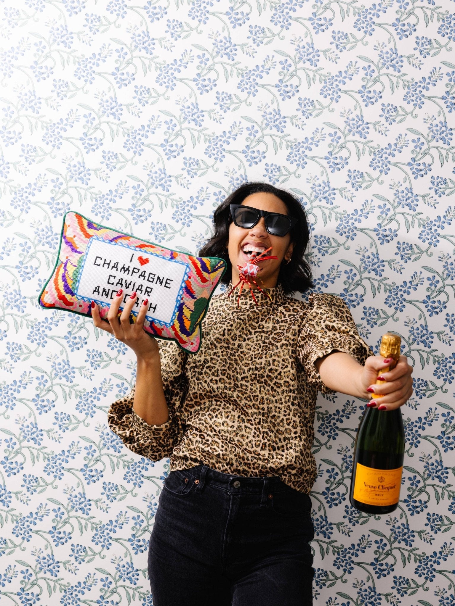 Caviar and Cash Needlepoint Pillow - Box Turtle