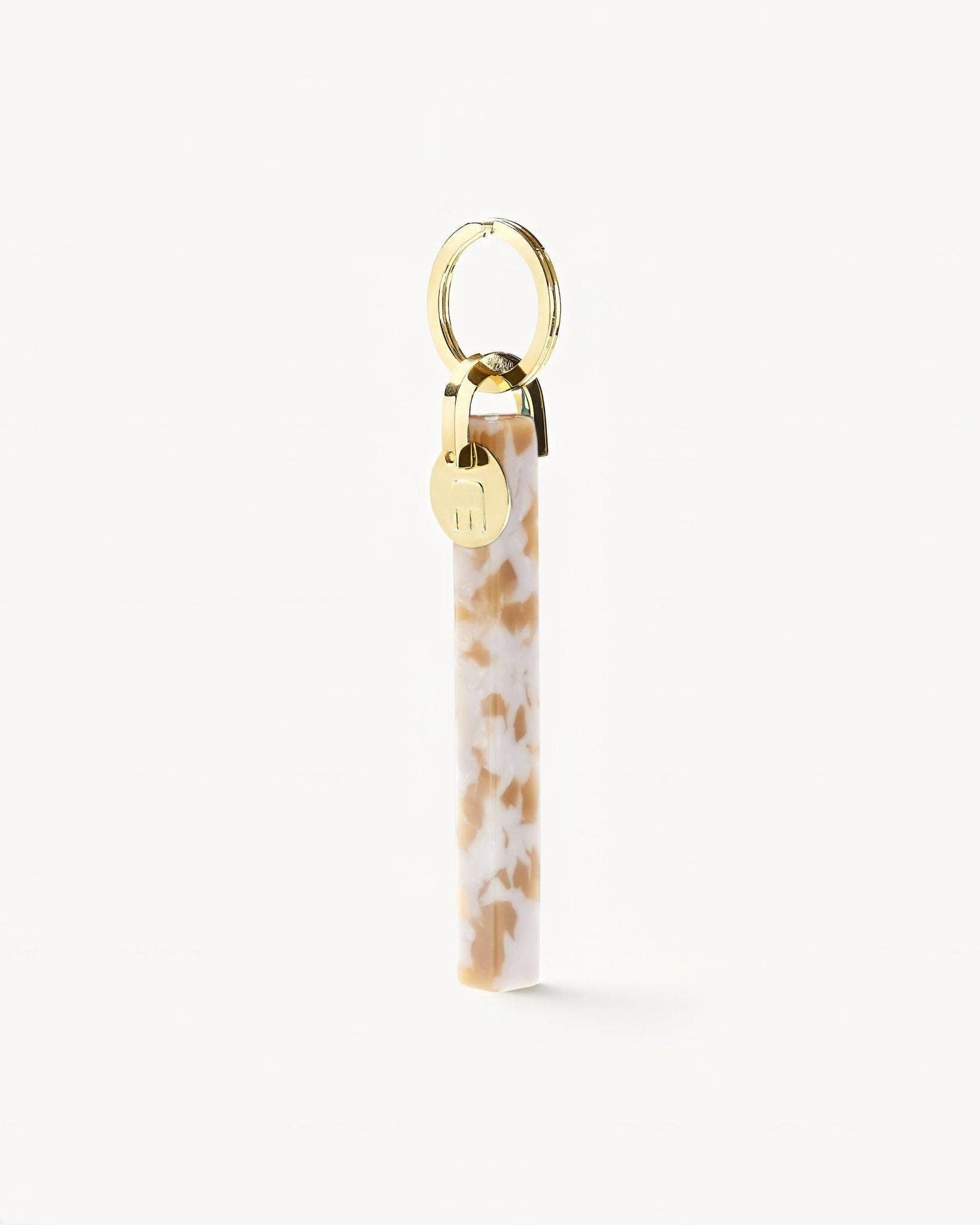 Taupe Shell & Gold Bar Keychain