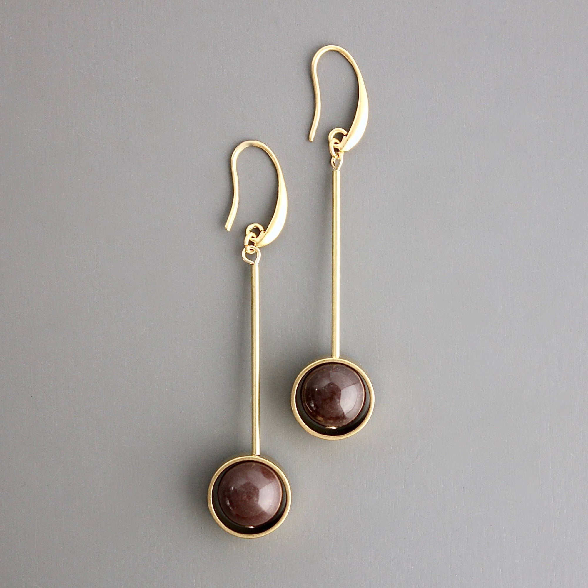 Geometric Brown Agate Earrings