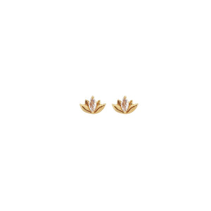 Gold Lotus Crystal Studs