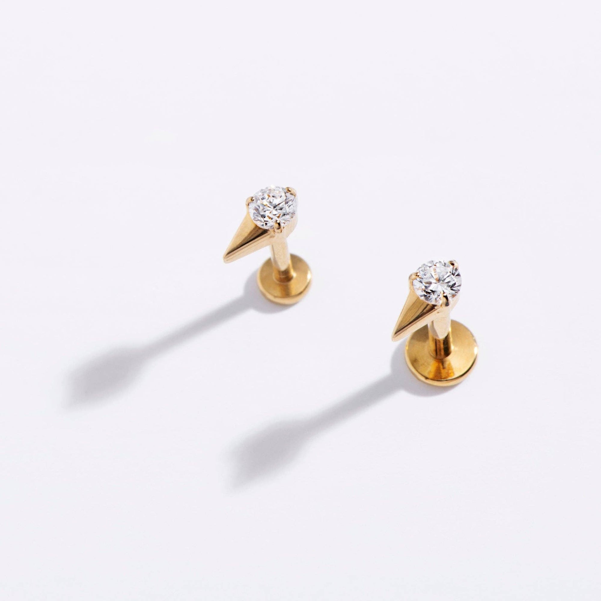 Gold Plated CZ Spike Back Studs