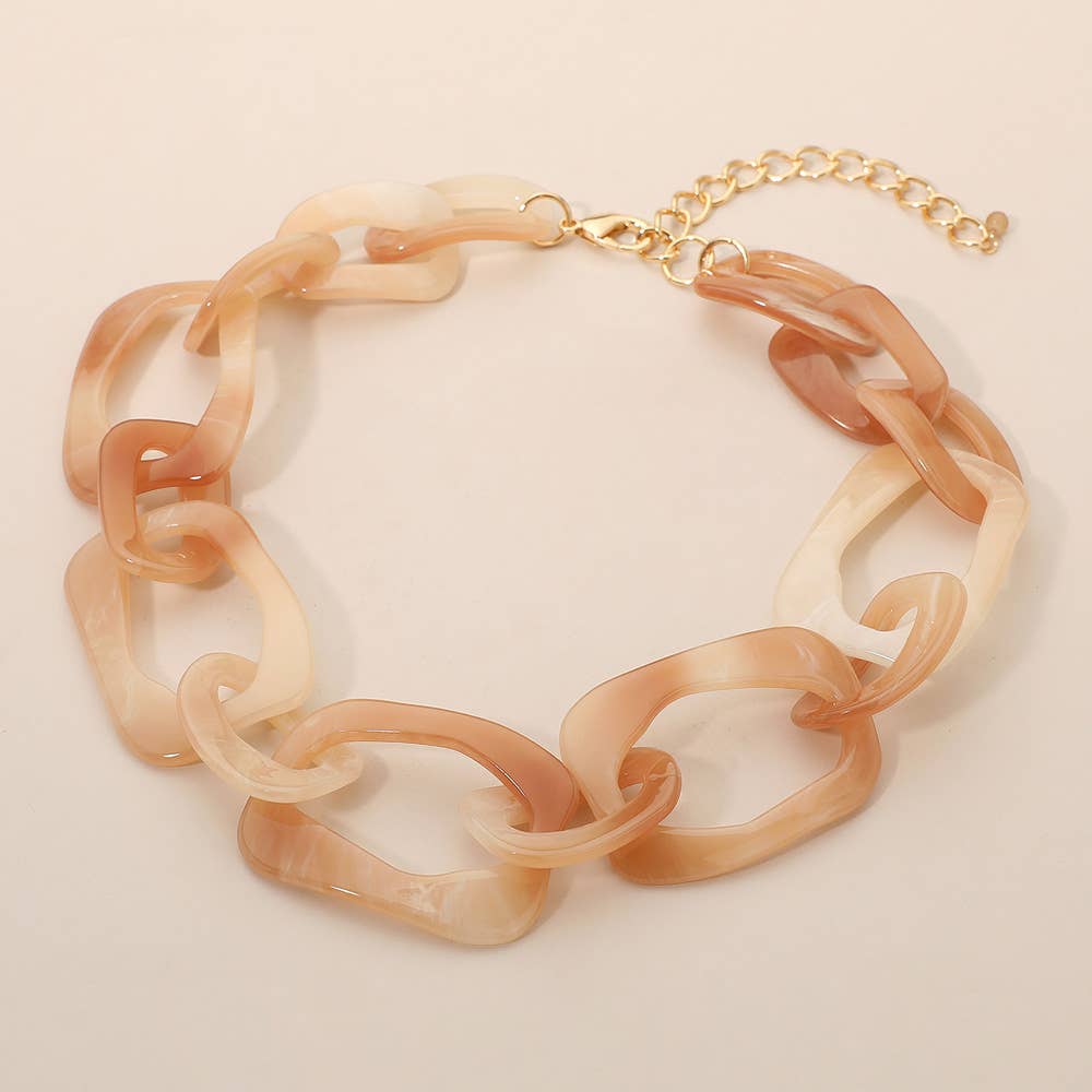 Celluloid Acetate Chunky Abstract Link Necklace - Box Turtle