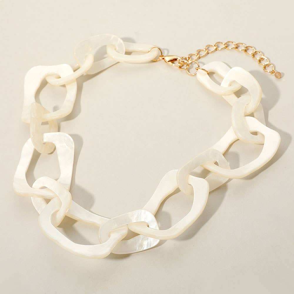 Celluloid Acetate Chunky Abstract Link Necklace - Box Turtle
