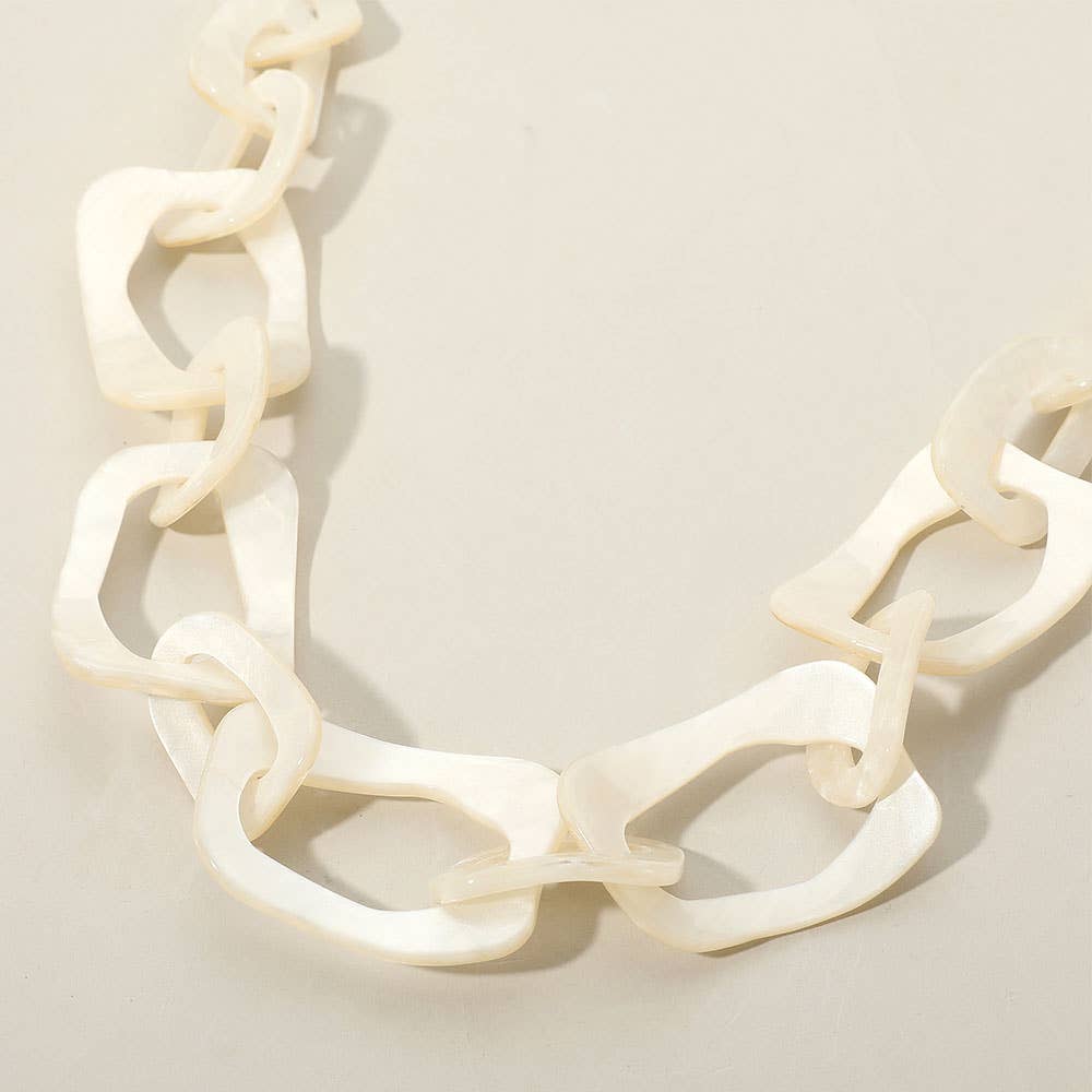 Celluloid Acetate Chunky Abstract Link Necklace - Box Turtle
