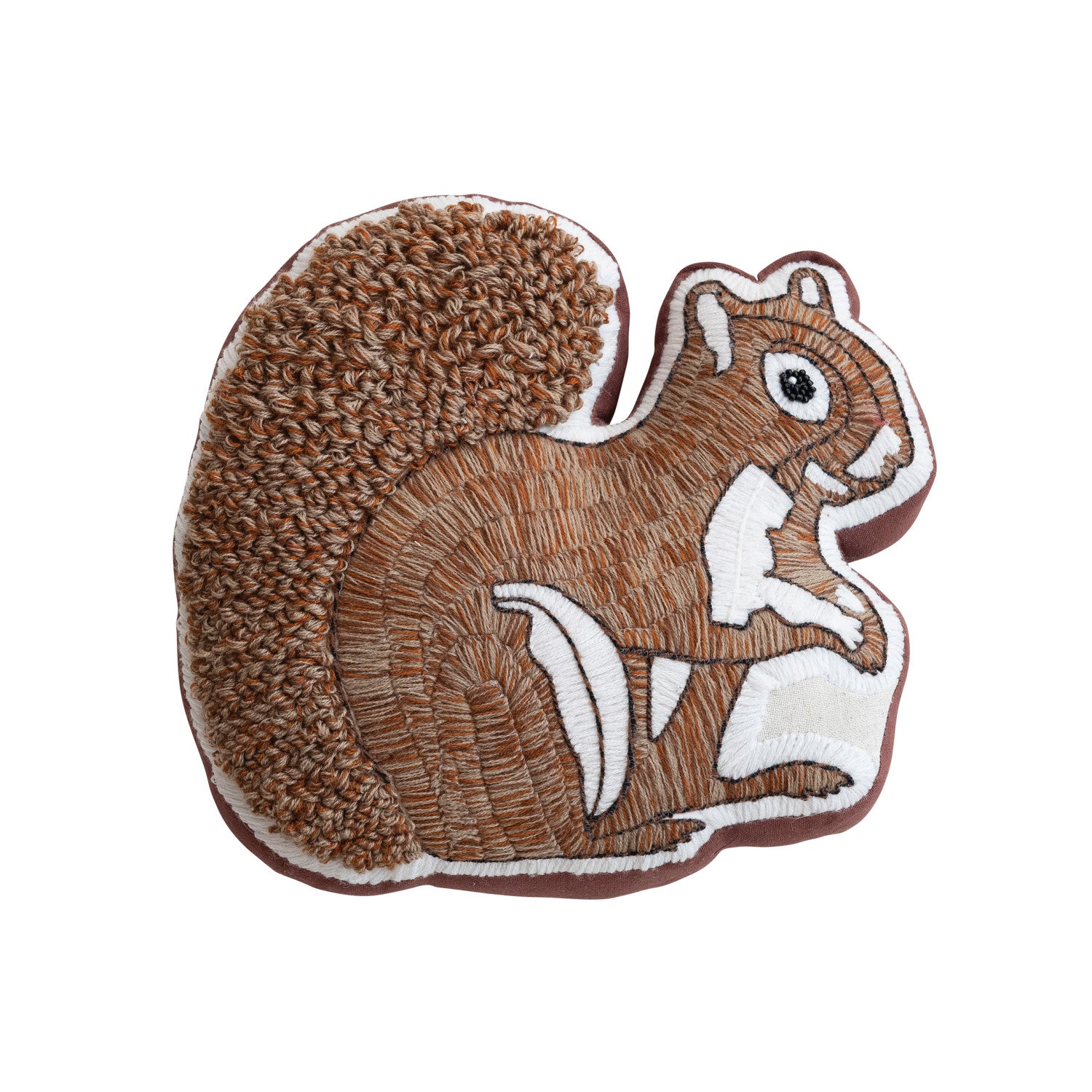 Squirrel Shaped Cotton &amp; Linen Embroidered Pillow