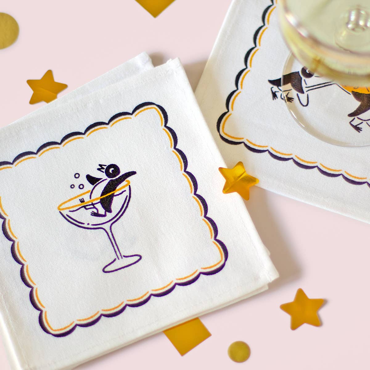 Champagne Penguins Cocktail Napkin Set - Box Turtle