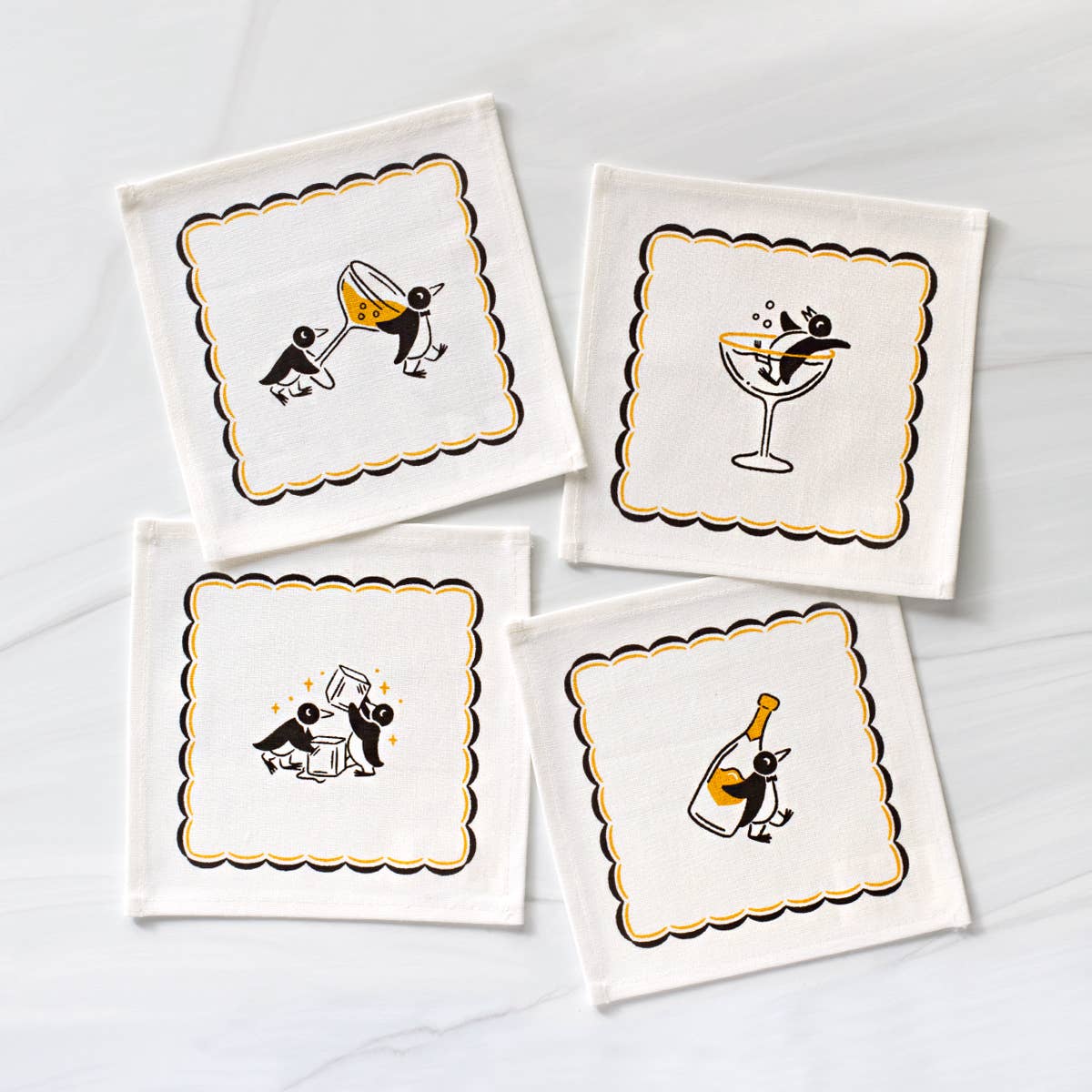 Champagne Penguins Cocktail Napkin Set - Box Turtle