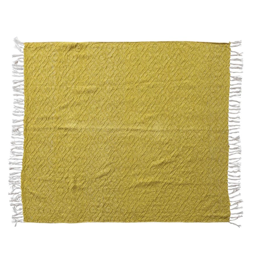 Chartreuse Woven Fabric Chenille Throw - Box Turtle