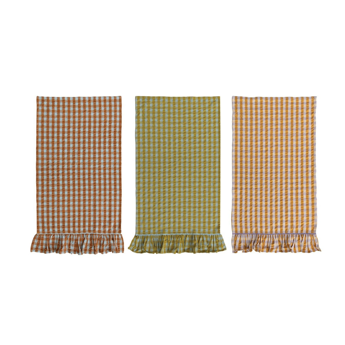 Checks &amp; Ruffles Woven Tea Towel - Box Turtle
