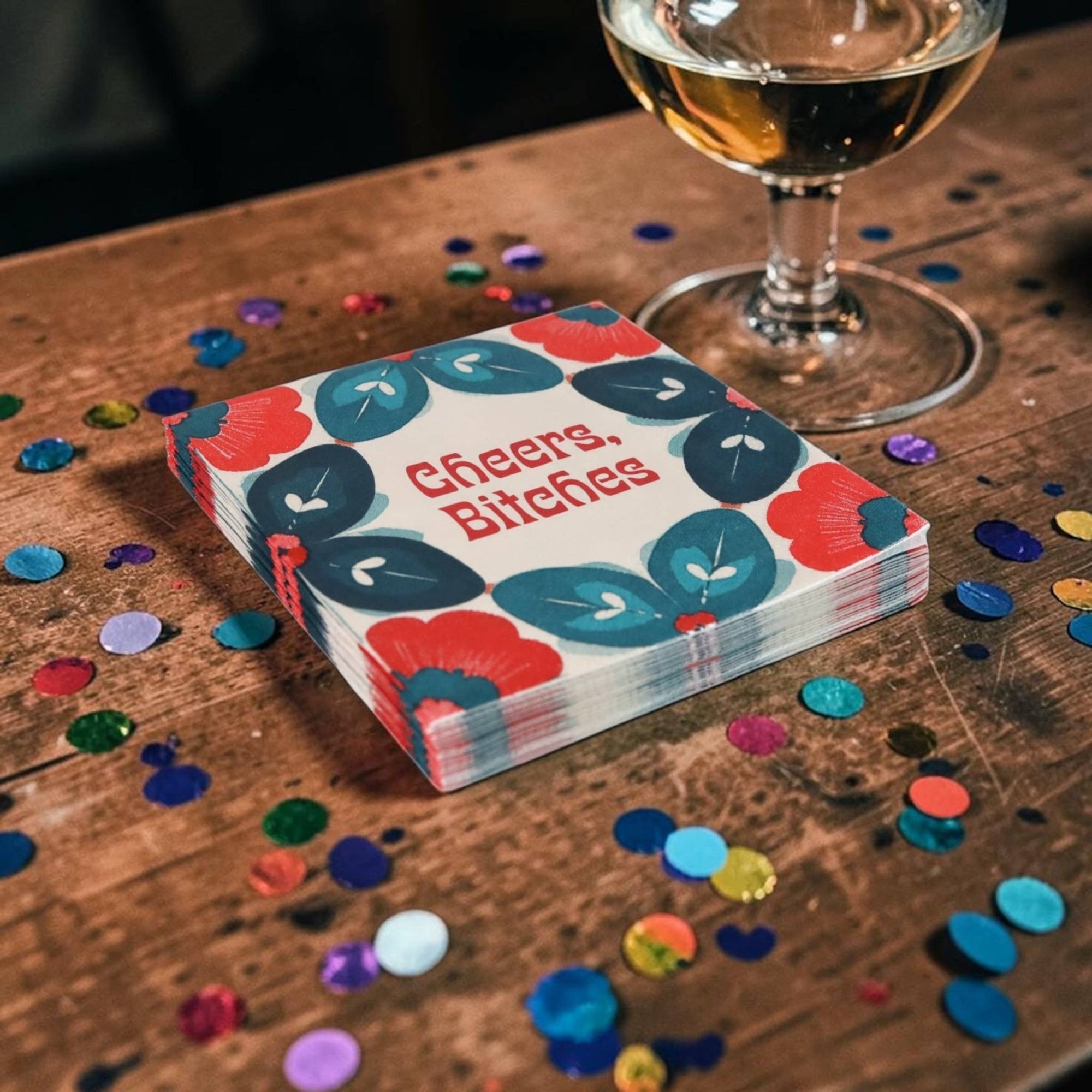 Cheers, Bitches - Funny Retro Cocktail Napkins - Box Turtle