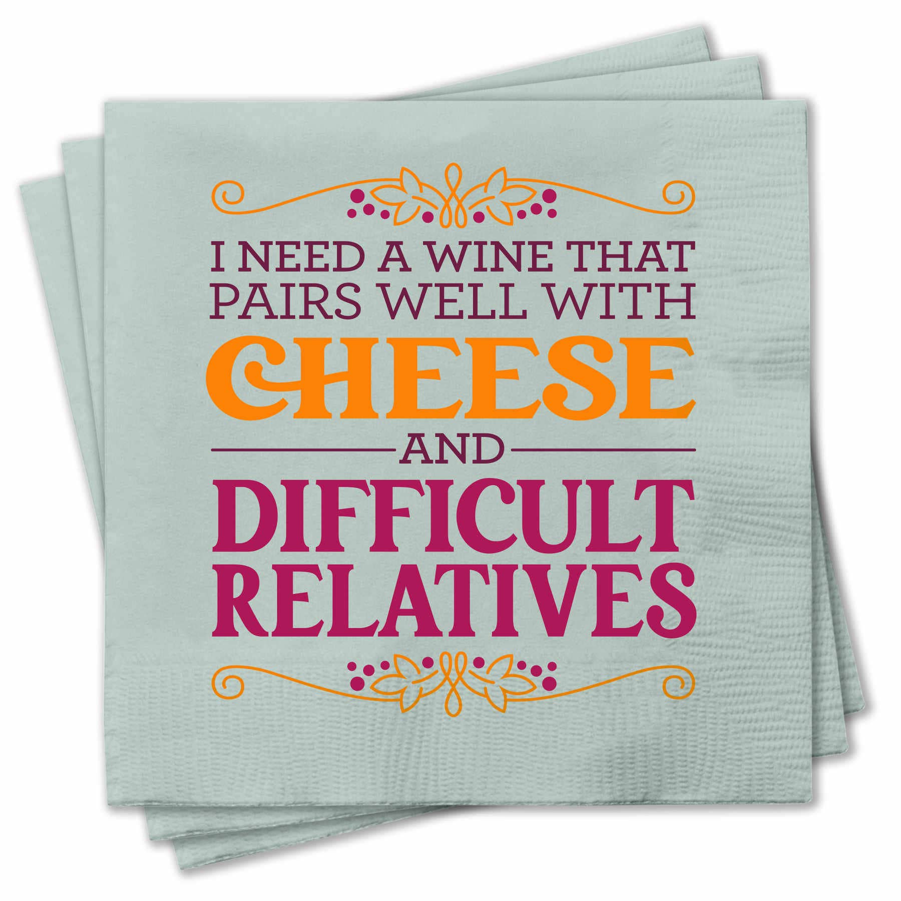 Cheese & Relatives Funny Cocktail Napkins - Box Turtle