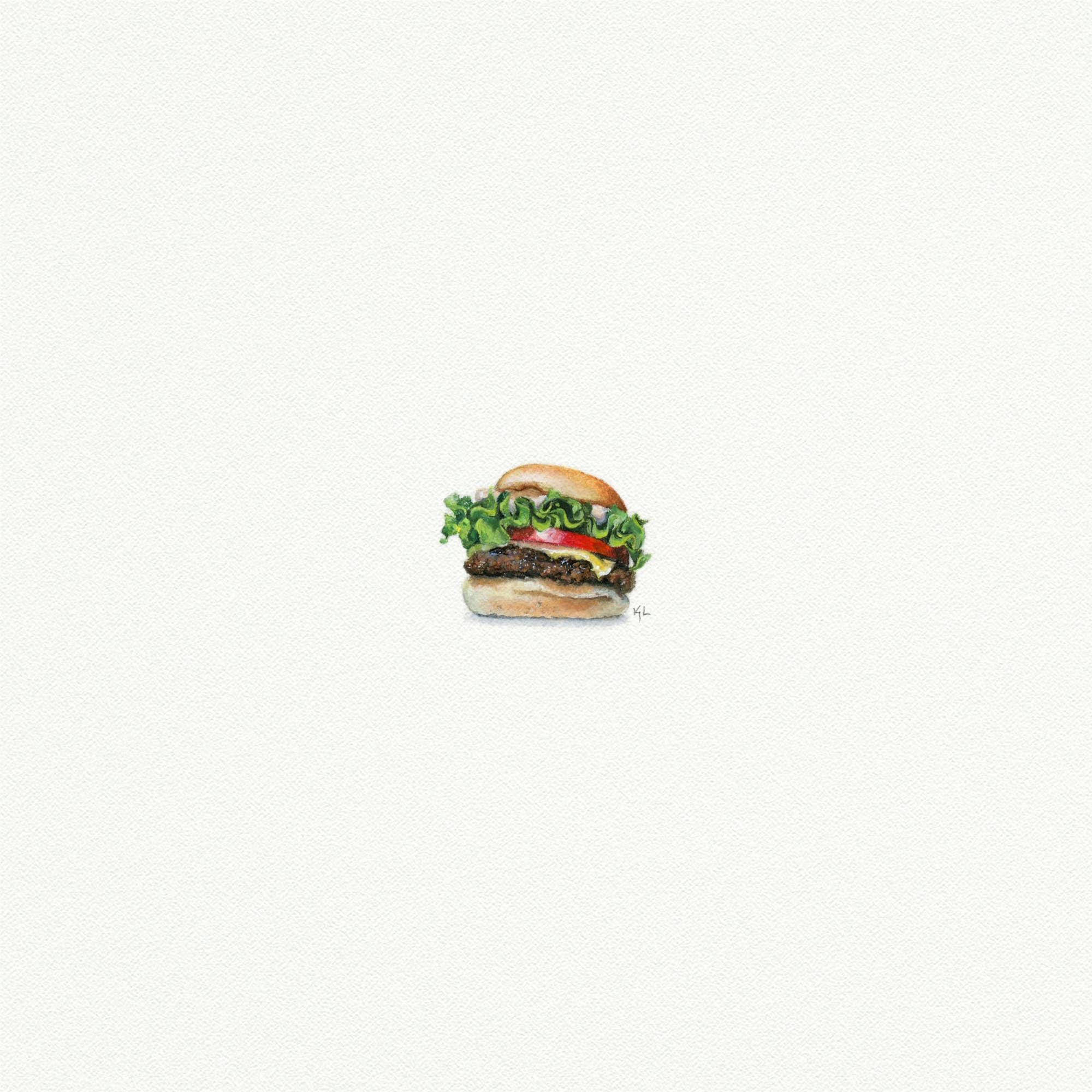 Cheeseburger Miniature Watercolor Painting - Box Turtle