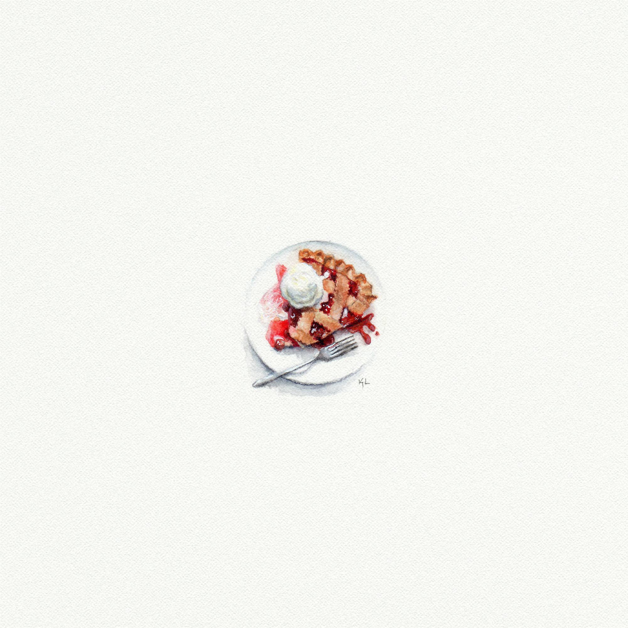 Cherry Pie Miniature Watercolor Print - Box Turtle