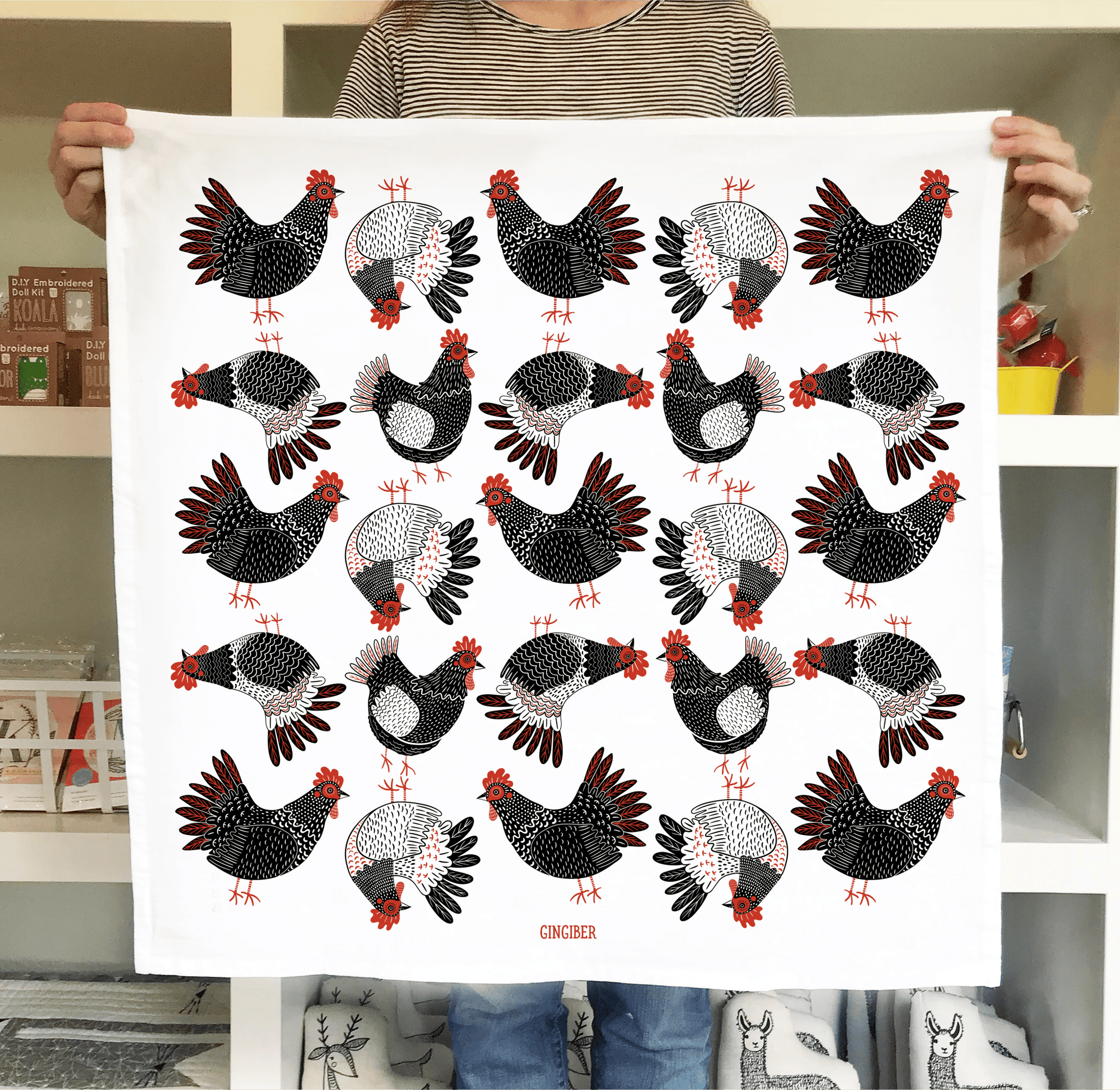 Chicken Tea Towel - Farmhouse Kitchen Towel Decor - Box Turtle
