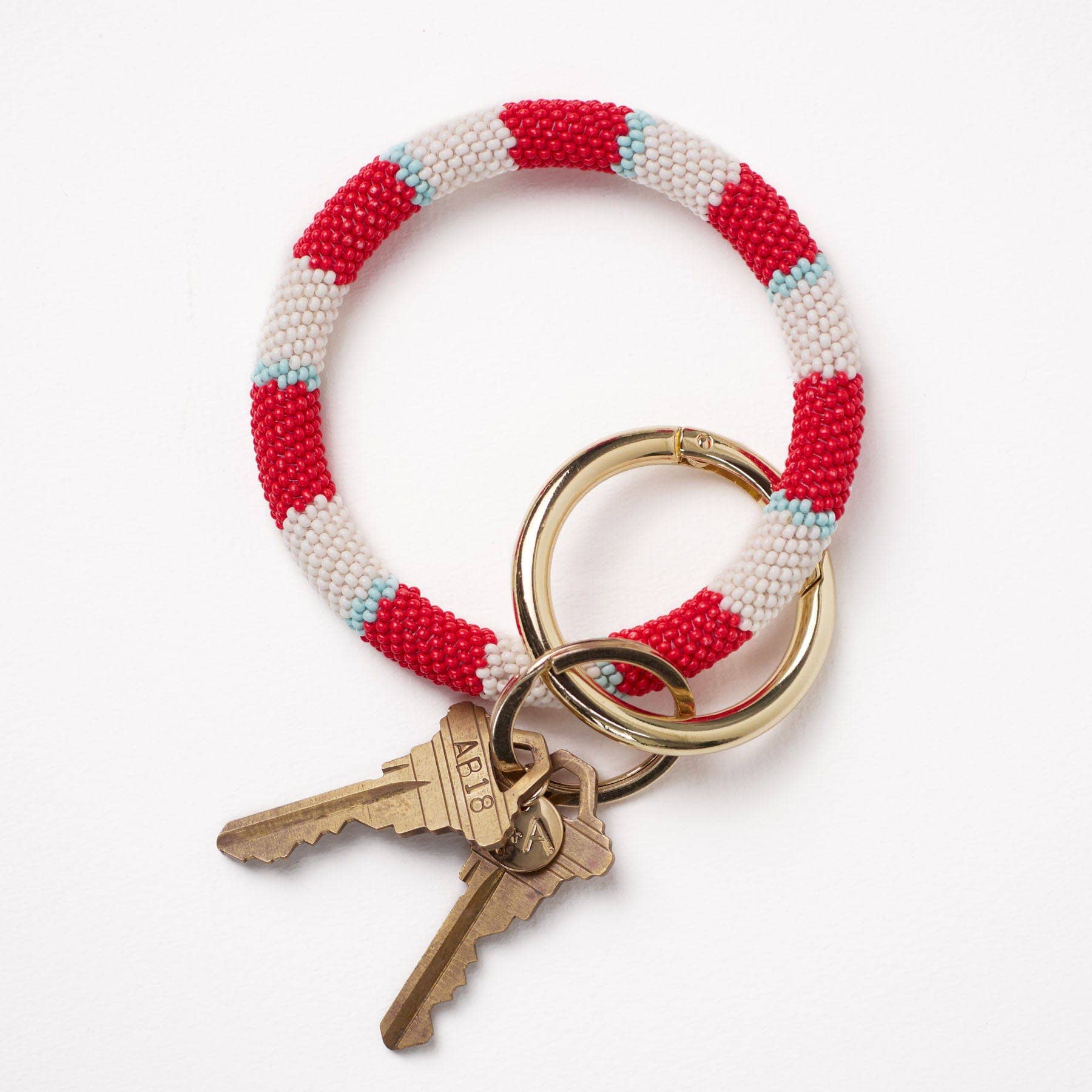 Chloe Stripe Beaded Key Ring - Box Turtle