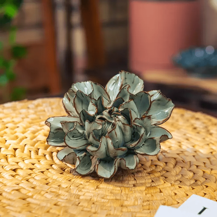 Chocolate Mint Lisianthus Ceramic Flower Decor - Box Turtle
