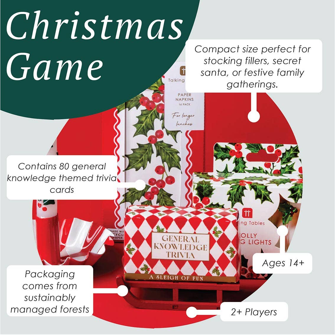 Christmas Mini Sleigh General Knowledge Trivia - Box Turtle