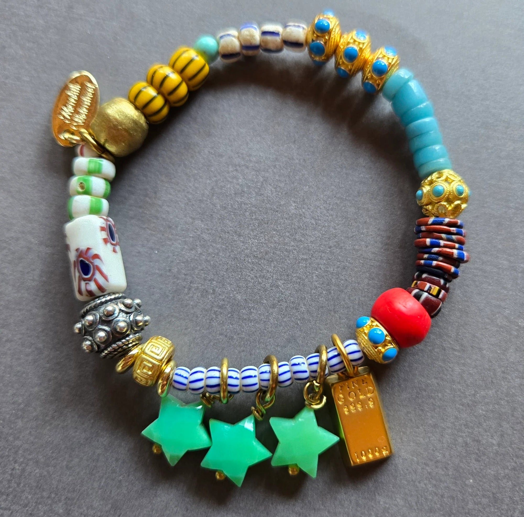 Chrysoprase Stars Beaded Bracelet - Box Turtle