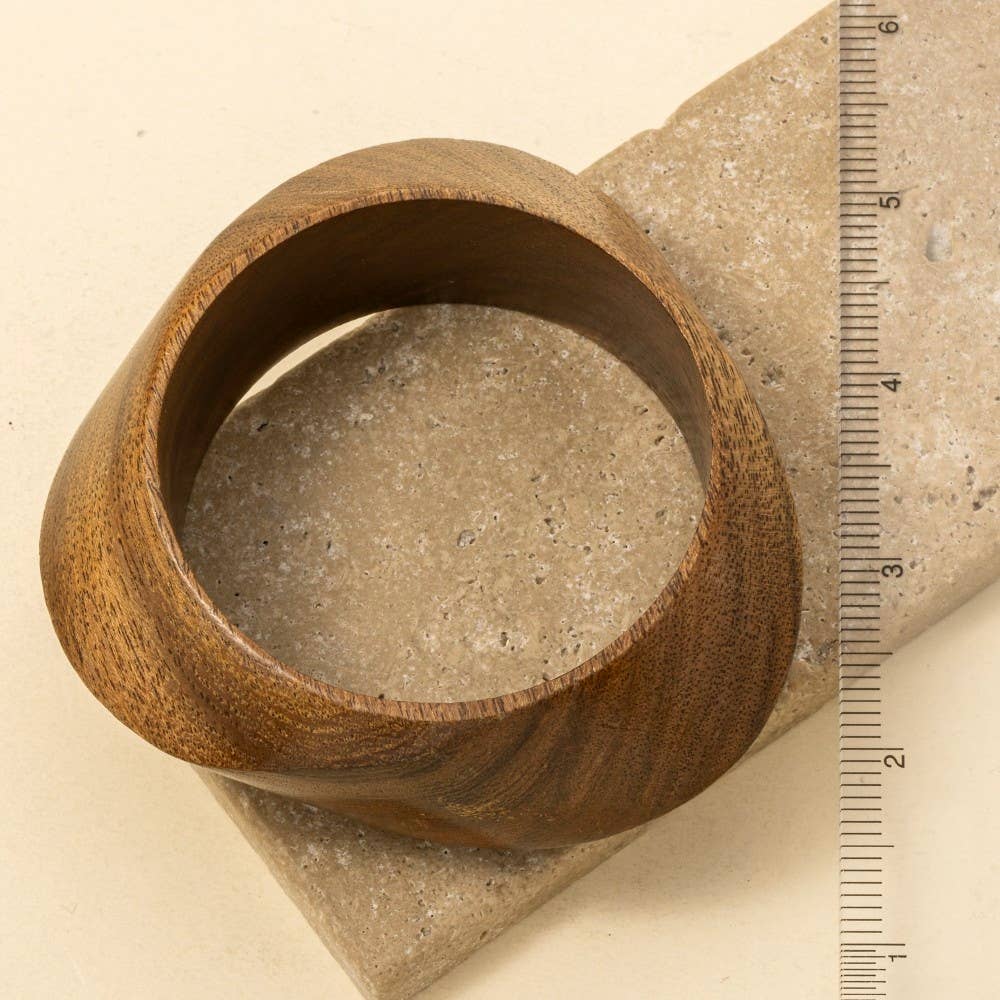 Chunky Wooden Bangle Bracelet - Box Turtle