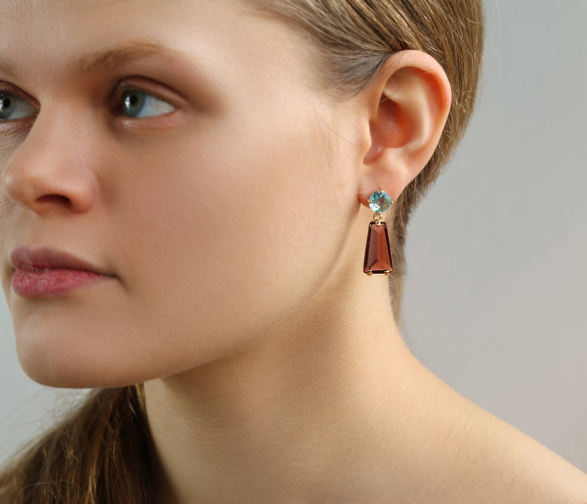 Cinnamon Sapphire Geometric Earrings - Box Turtle