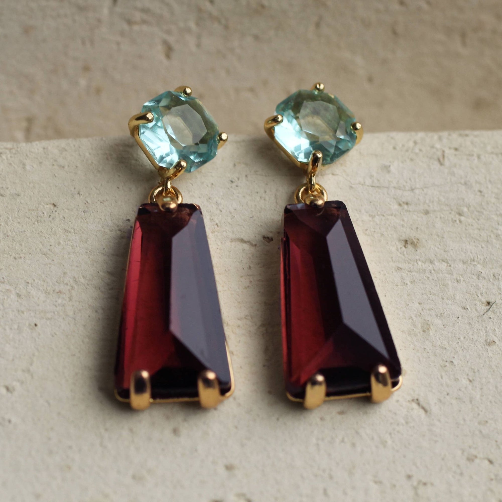 Cinnamon Sapphire Geometric Earrings - Box Turtle