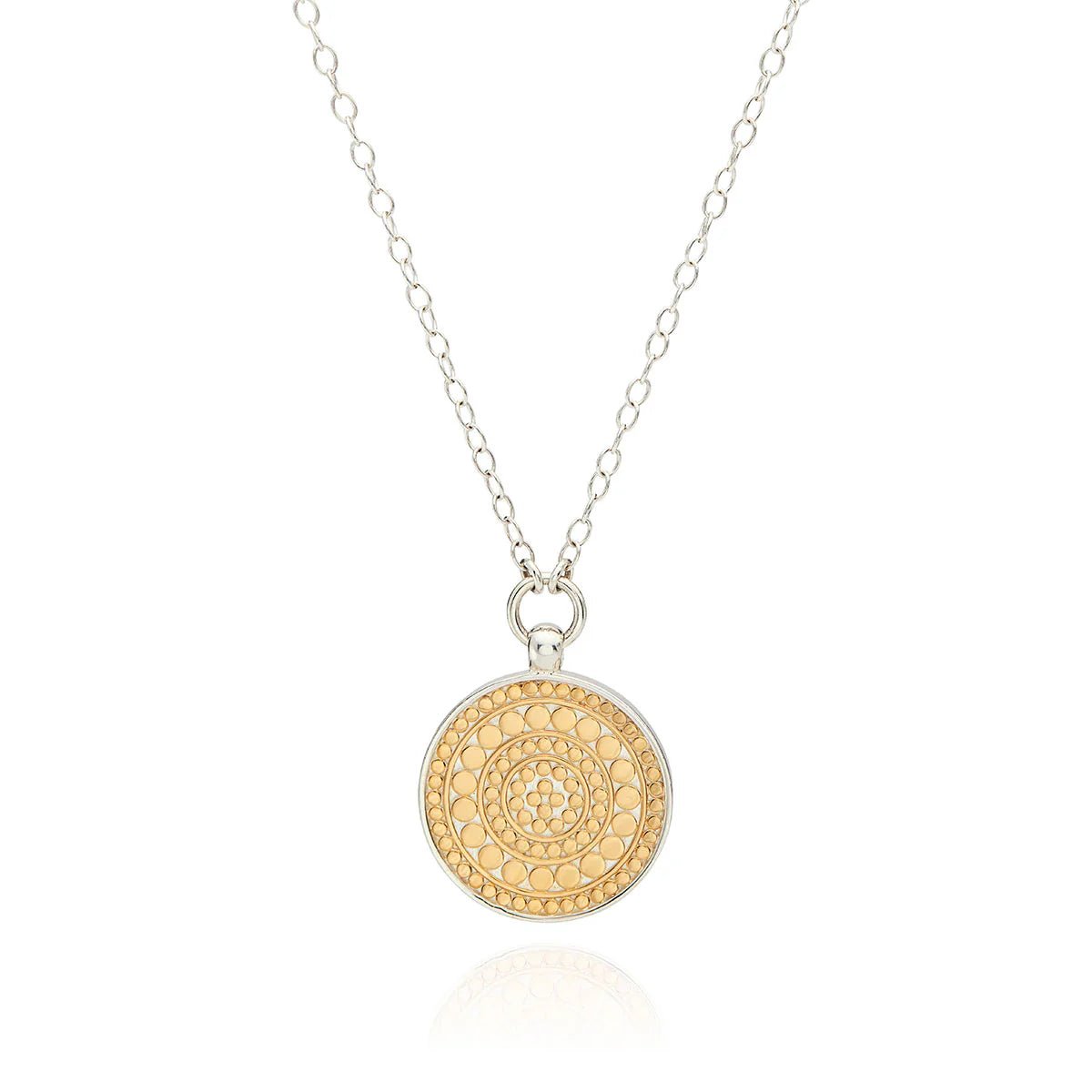 Classic Reversible Disc Pendant Necklace - Gold/Silver - Box Turtle